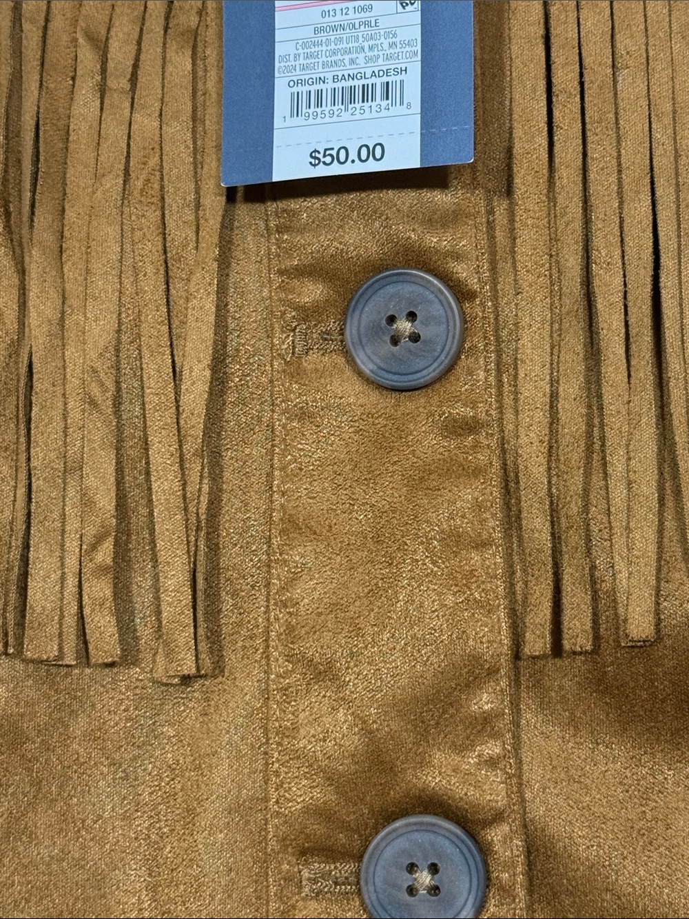 Universal Thread Brown Fringe Button-Front Jacket - Picture 2 of 8